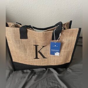 Tan and black sun bag